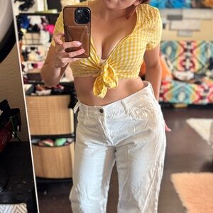 Summer yellow gingham cover up. Size L